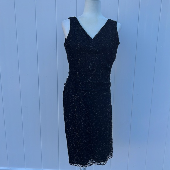 Lauren Ralph Lauren Haddon Hall Black Lace Sleeveless Evening Cocktail Dress - Picture 10 of 13